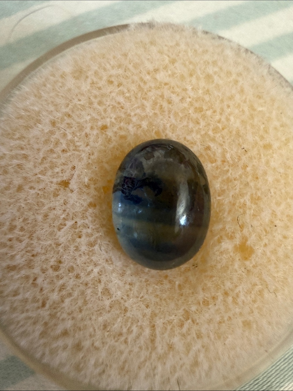 Sapphire Cabochon Gemstone 3.23 CT stored in container for over 50 years